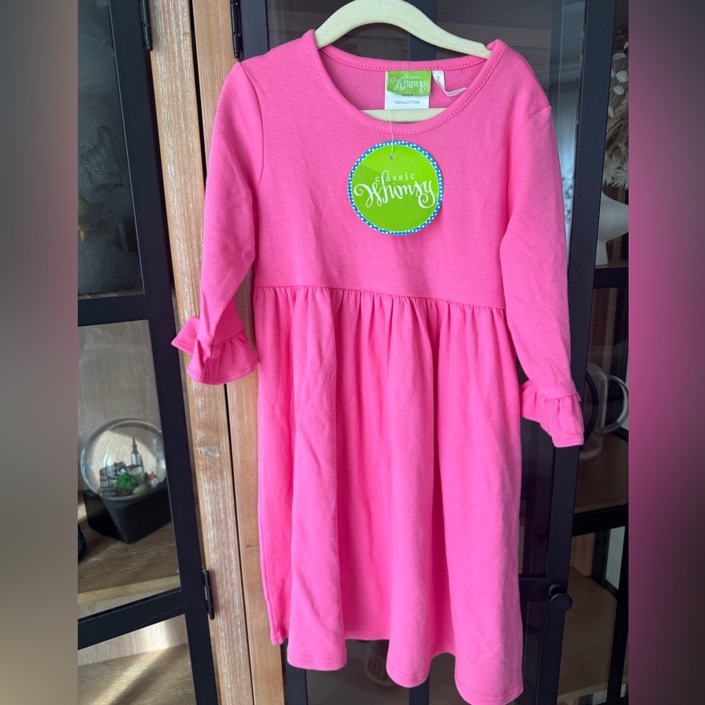NWT Classic Whimsy long sleeve dress sophia bright pink knit ruffle toddler girl